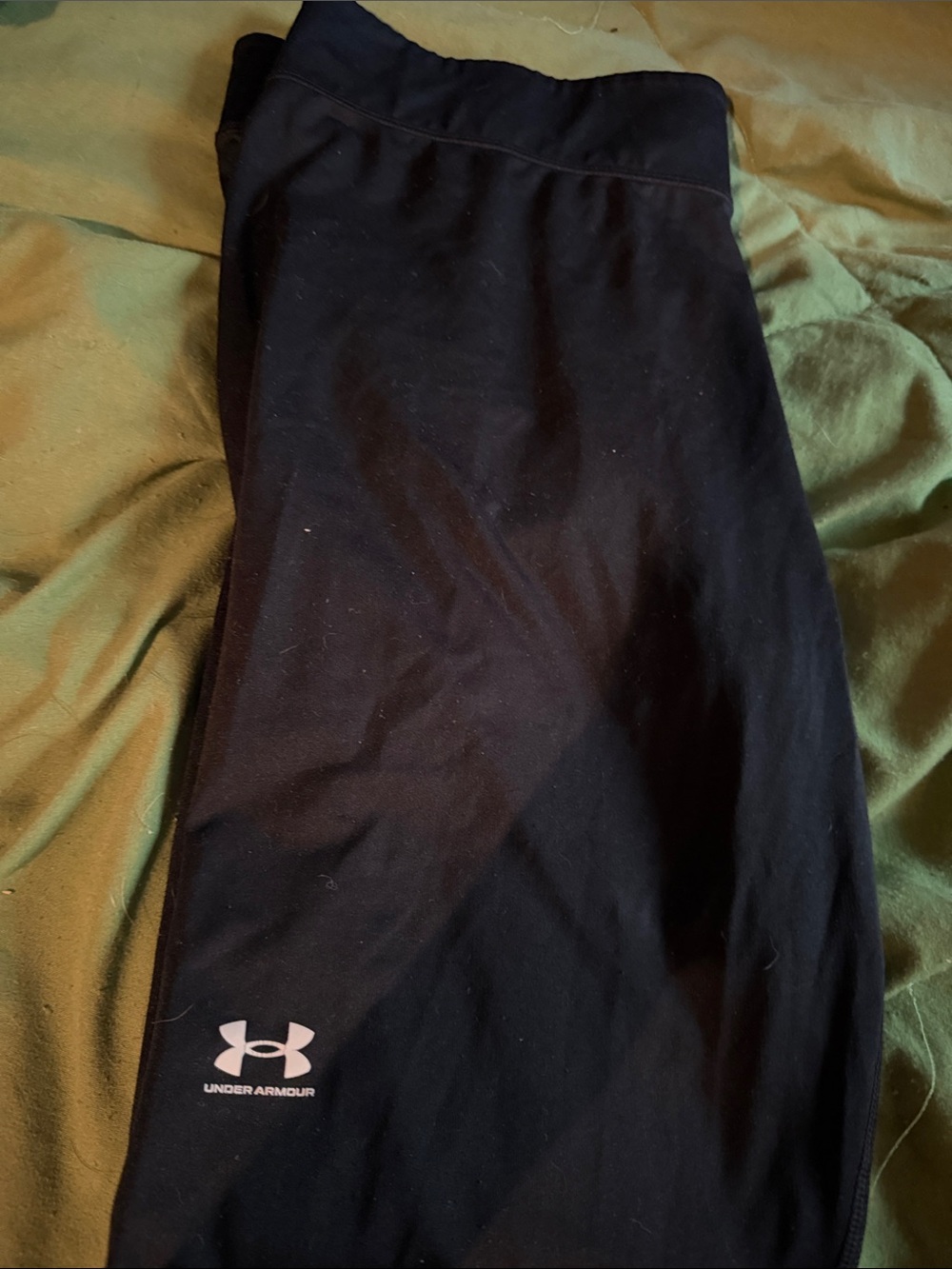 Under Armour Black Leggings with White Logo - Girls